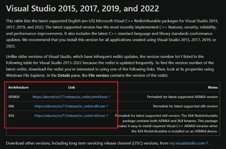 download vcredist setup file