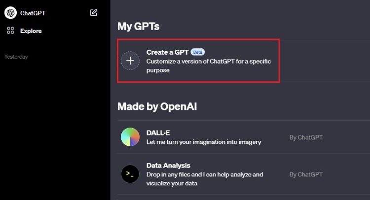 create a gpt on chatgpt