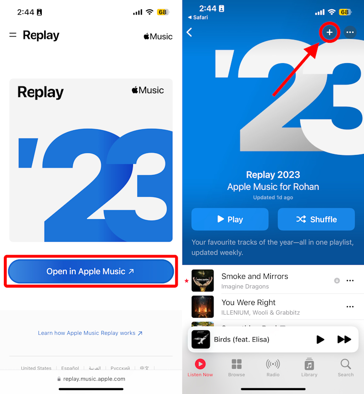 Adding Apple Music Replay 2023 Playlist to Library