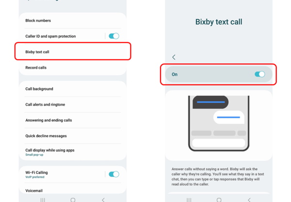 Bixby Text Call feature