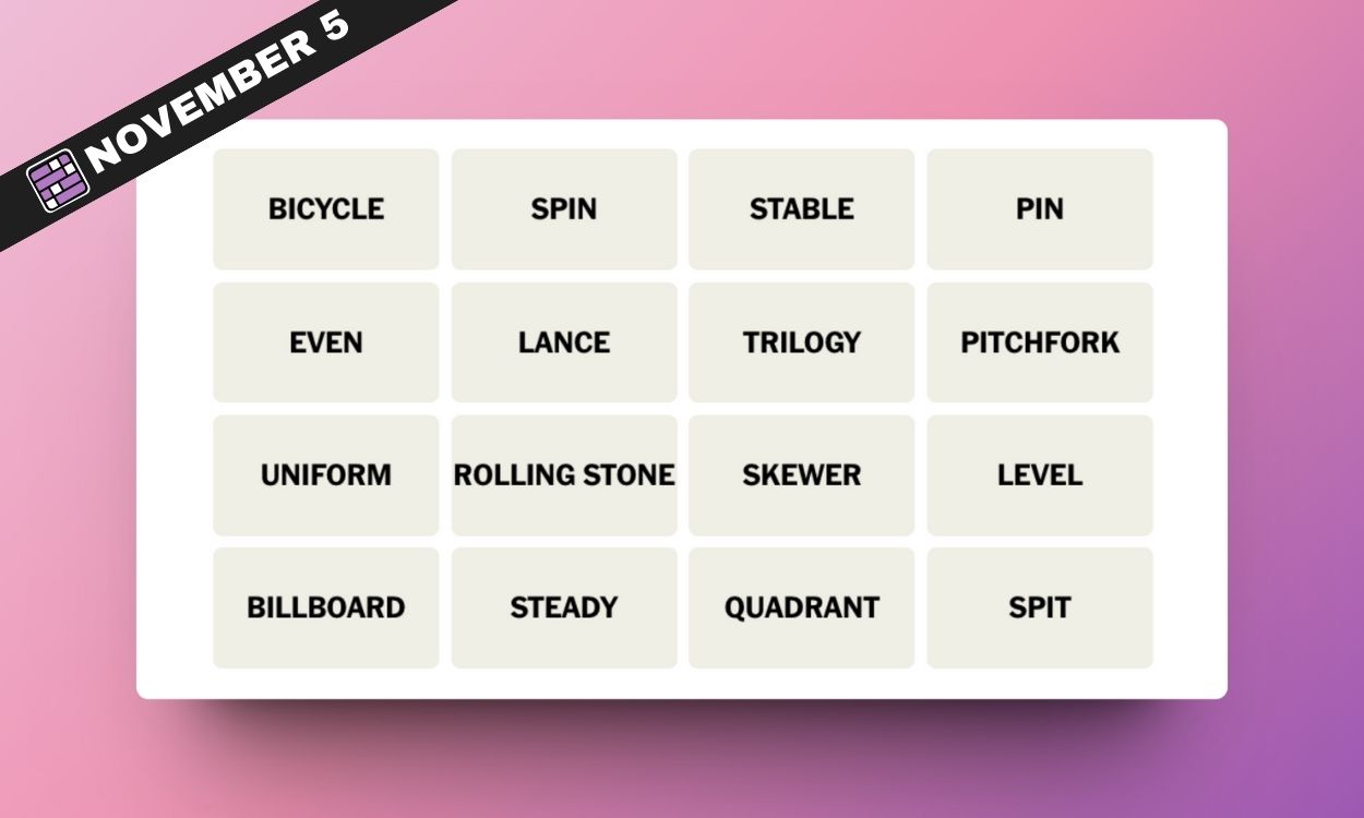 NYT Connections Hints and Answers for November 5, 2023 Beebom