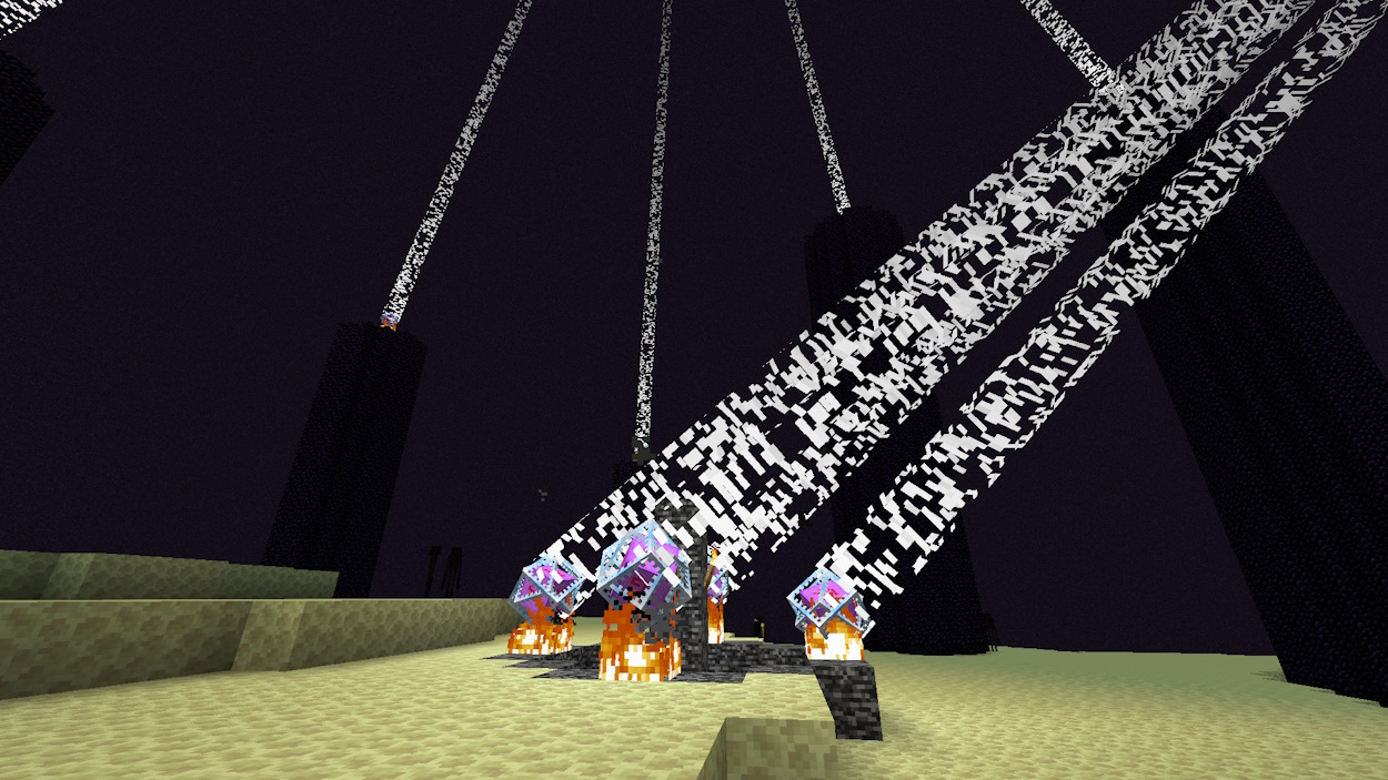 Respawning the Ender Dragon with four end crystals placed on the bedrock portal in Minecraft