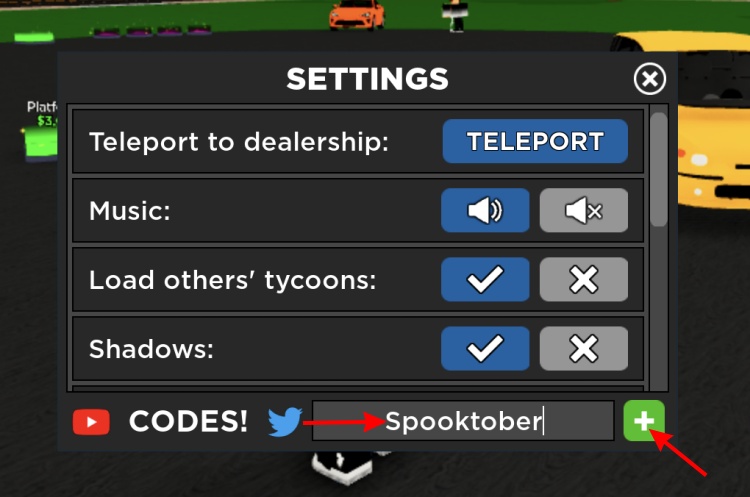 Enter code and click on plus button roblox