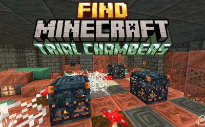 Trial chambers room with multiple trial spawners and vaults in Minecraft 1.21
