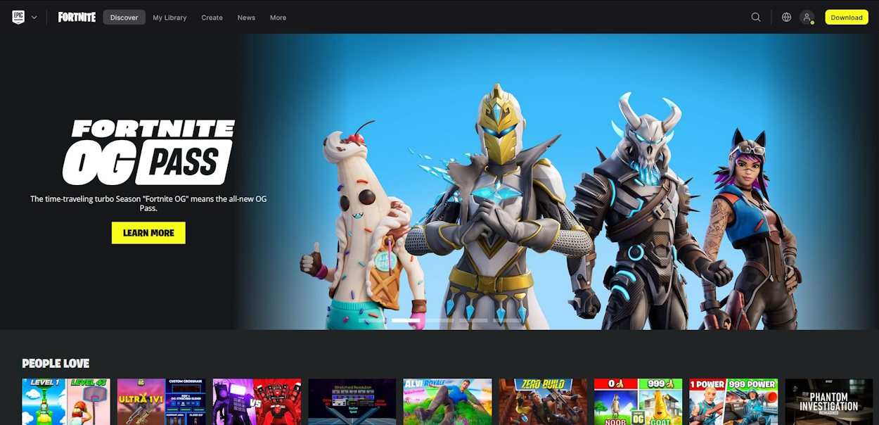 Go to the main-menu of the Fortnite page to access the settings page