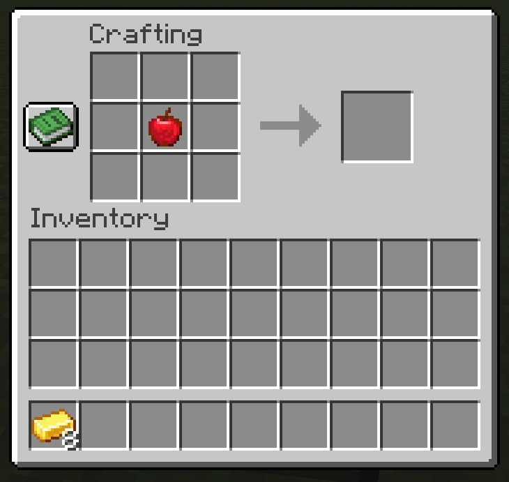 Place an apple in the central slot of the crafting table's grid
