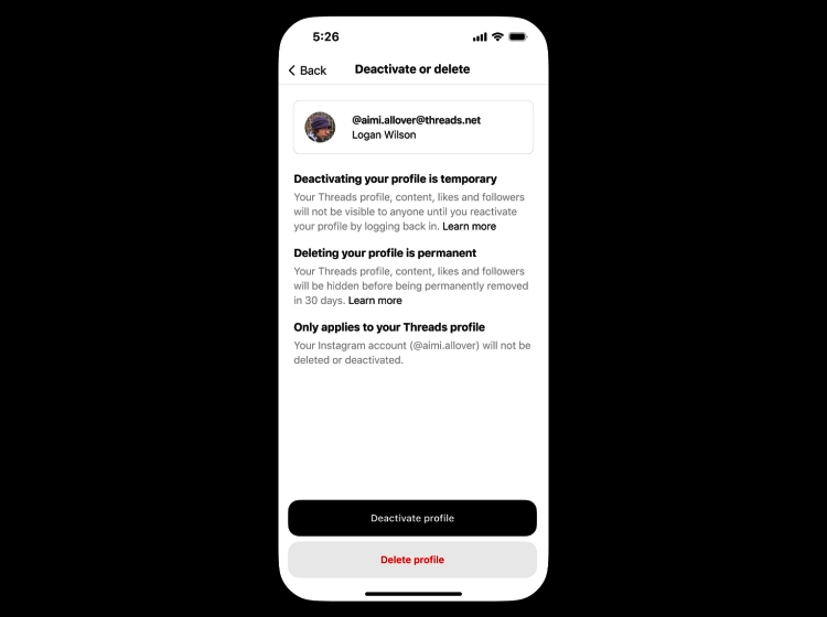  Delete or Deactivate Threads Account separately from Instagram