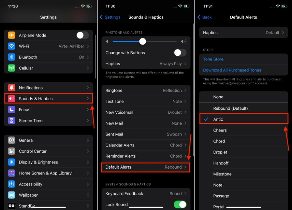 How to change default notification sound on iPhone