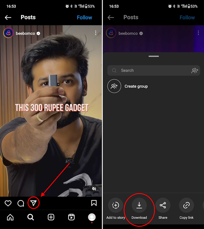 How to download Instagram reels natively