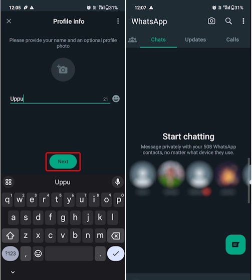 Adding second WhatsApp account on one device