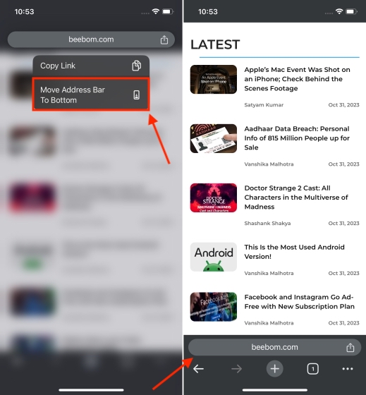 How to Move Address Bar to Bottom on Chrome for iPhone Beebom