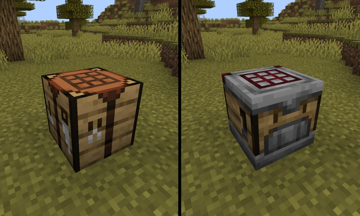 Crafting table and the crafter side by side