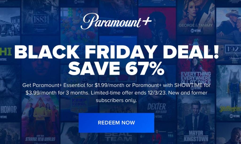 Paramount Plus Black Friday Deal 2023