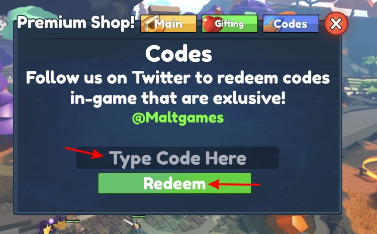 Enter and Redeem Code