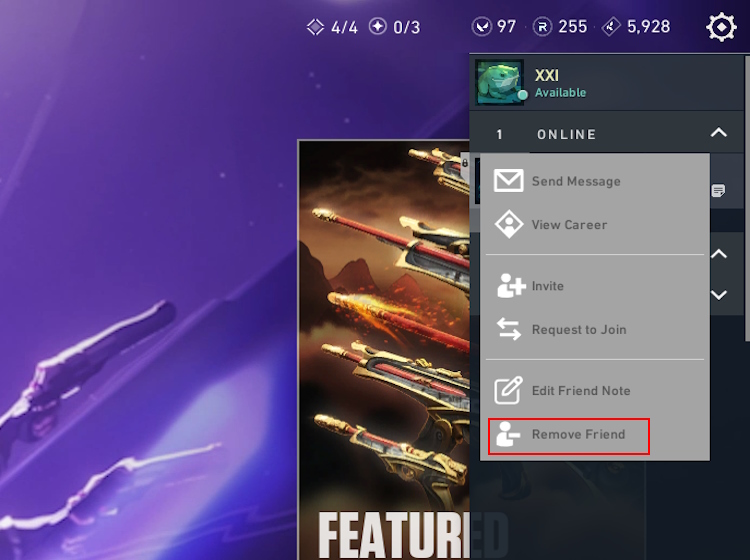 Remove Friend in Valorant