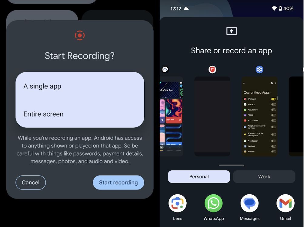 Screen sharing update