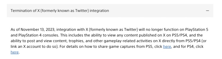 PlayStation Consoles Cut Off Twitter/X Integration