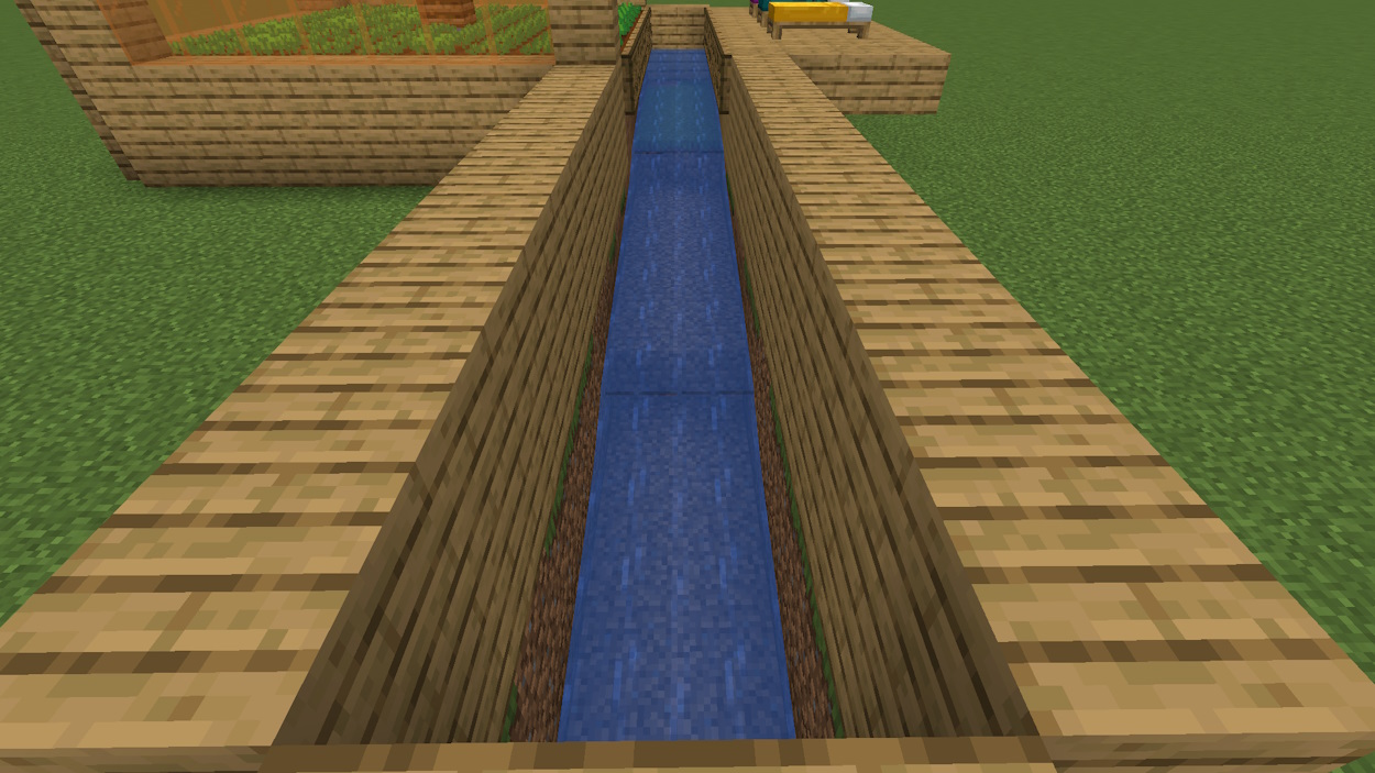 Extended water stream so the villagers get pushed further away, so the villager breeder can continue working in Minecraft