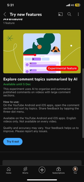 YouTube comments summary using AI test