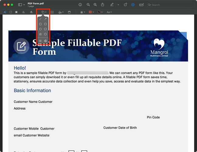 add shapes to PDF on Mac