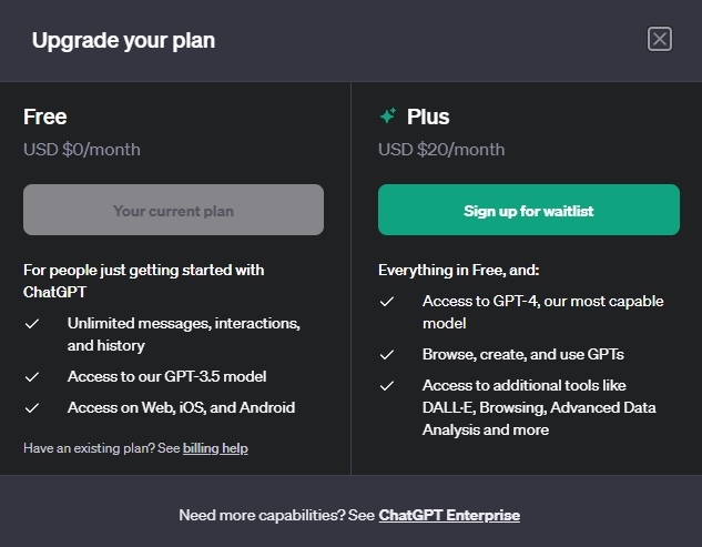 chatgpt plus subscription plan