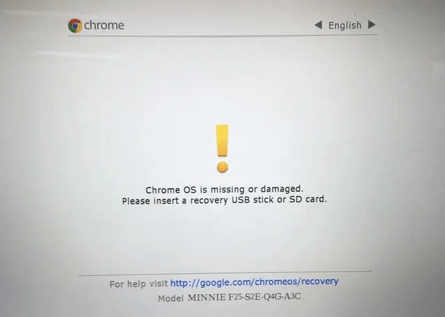 chromeos is missing or damaged screen