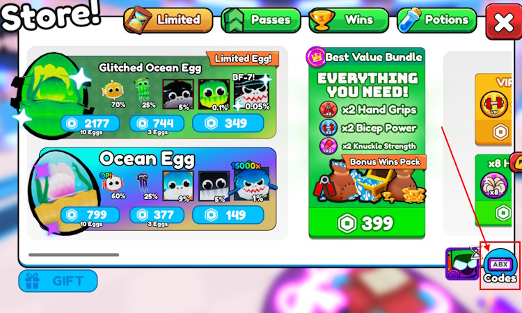 codes in store menu