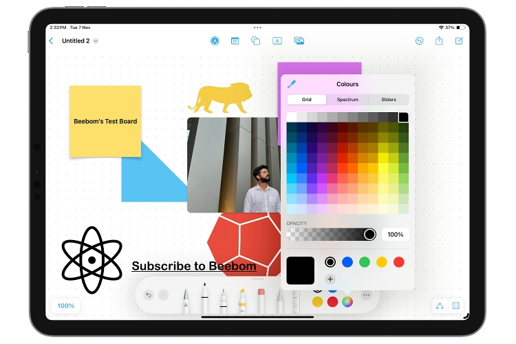 coloring in freeform app iPad
