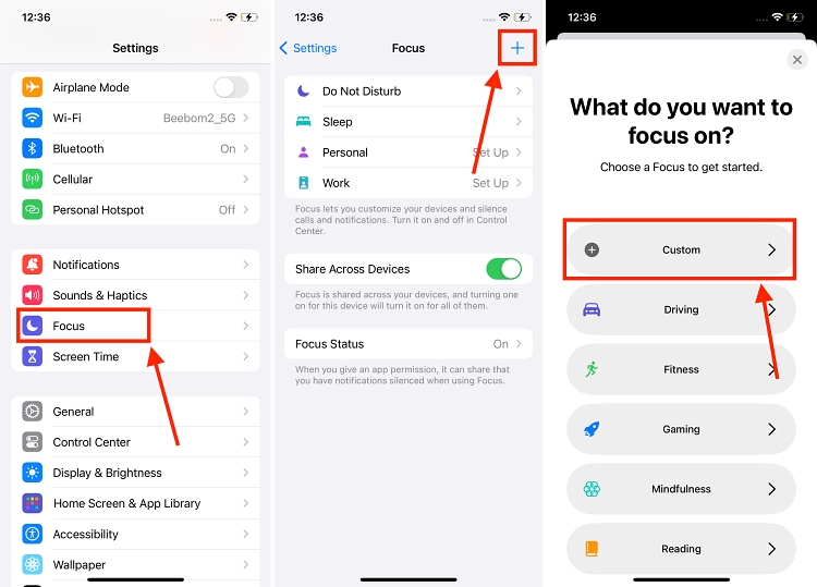creating a custom focus mode on iPhone for Apple Music