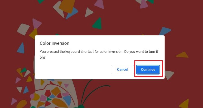 dialog to enable color inversion on chromeos