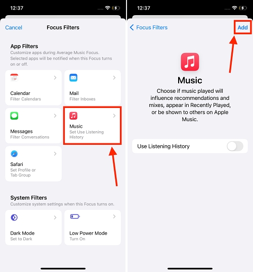 focus mode iPhone for Apple Music