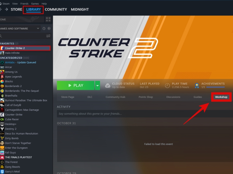 enter counter strike 2 workshop in steam