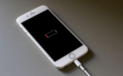 iPhone 6 on Low Battery connected to a charger