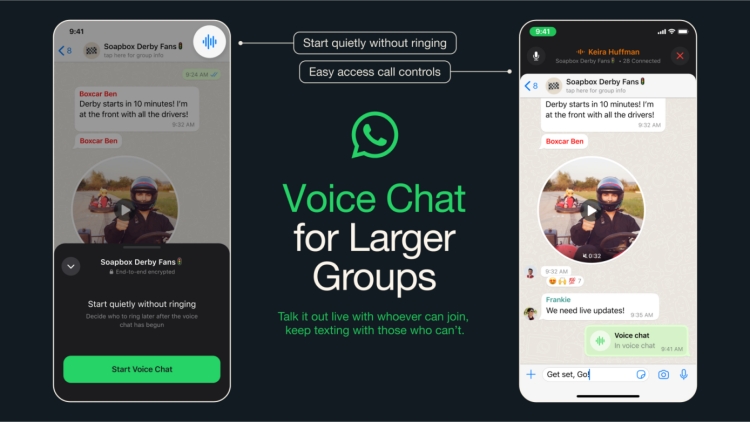 nouvelle mise à jour WhatsApp appel vocal de 128 personnes