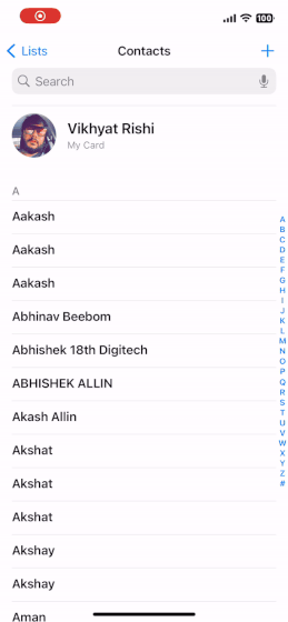 select multiple contacts on iPhone