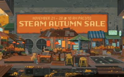 steam autumn sale poster with dates and sale time