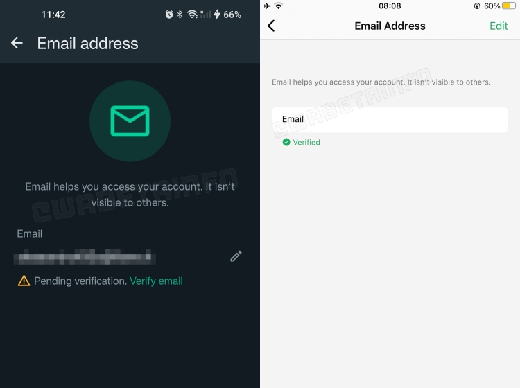 whatsapp email recovery feature beta update