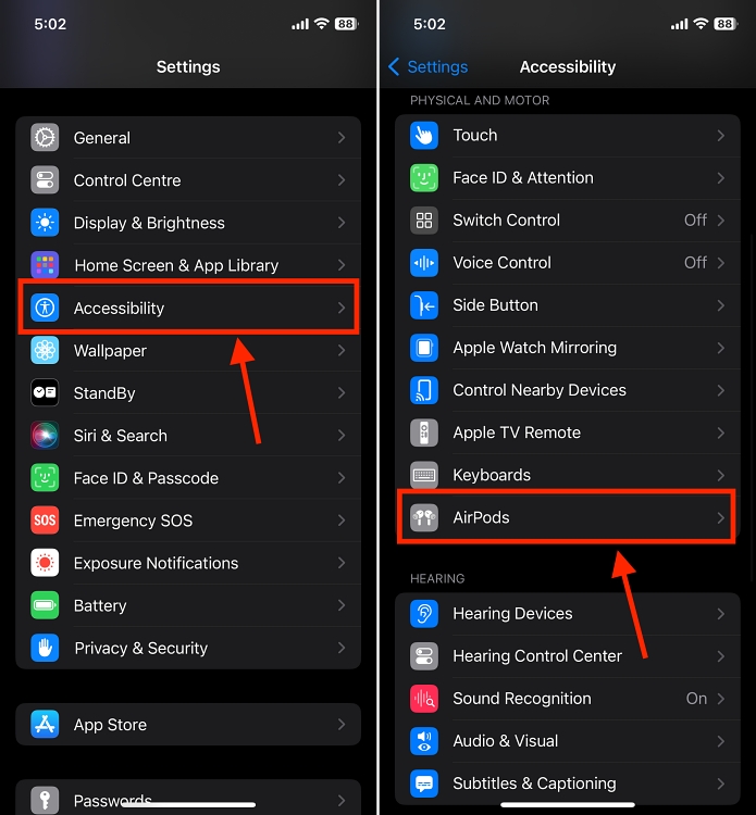 Accessibility settings on iPhone