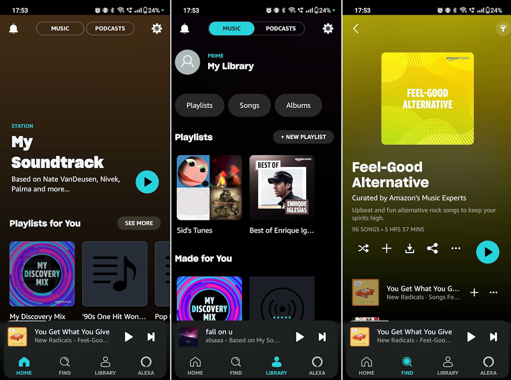 Amazon Music Android app interface