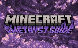 Amethyst geode filled with amethyst blocks and crystals in Minecraft