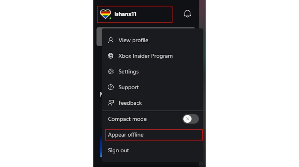 Appear offline option in Xbox app