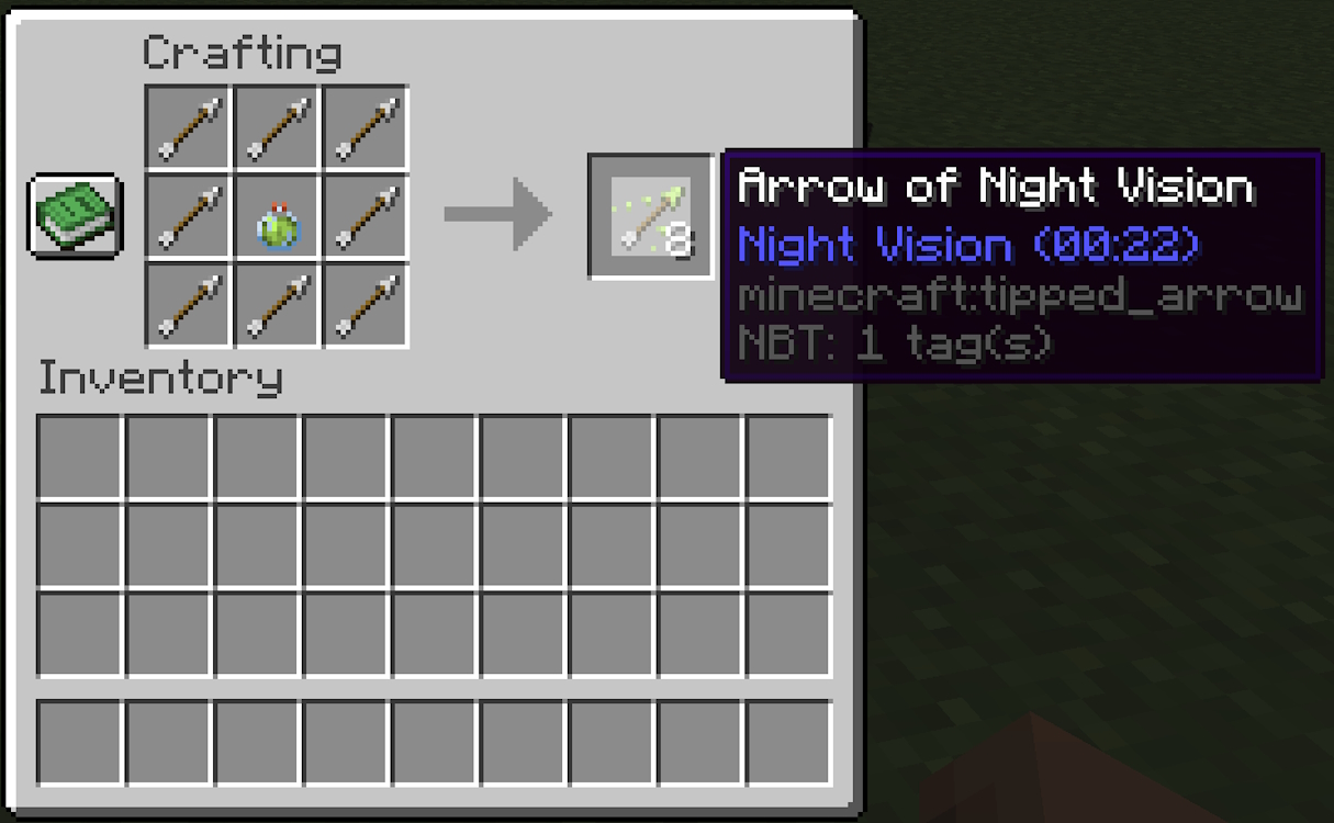 Surround the potion completely with arrows to make tipped arrows in Minecraft