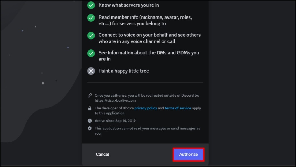 Authorize Discord account access in Xbox desktop app