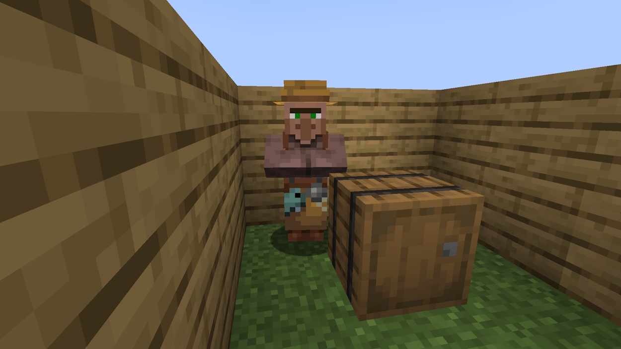 Fisherman villager next to a barrel