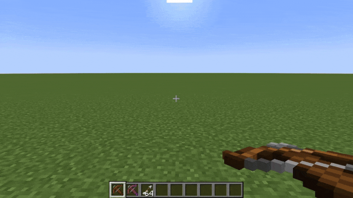 Firing from an unenchanted crossbow and from the one that has quick charge III Minecraft enchantment