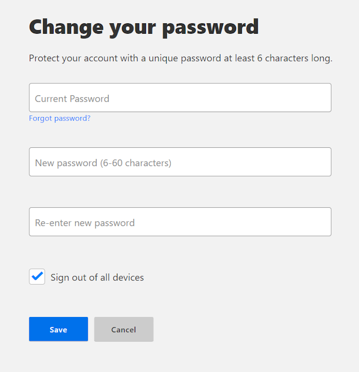 Changing Netflix Password on Web version