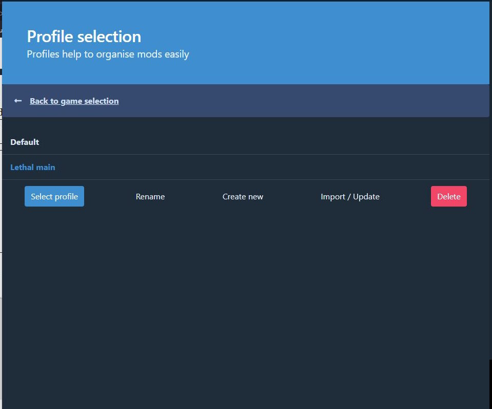 Create a profile to install Lethal Company mods