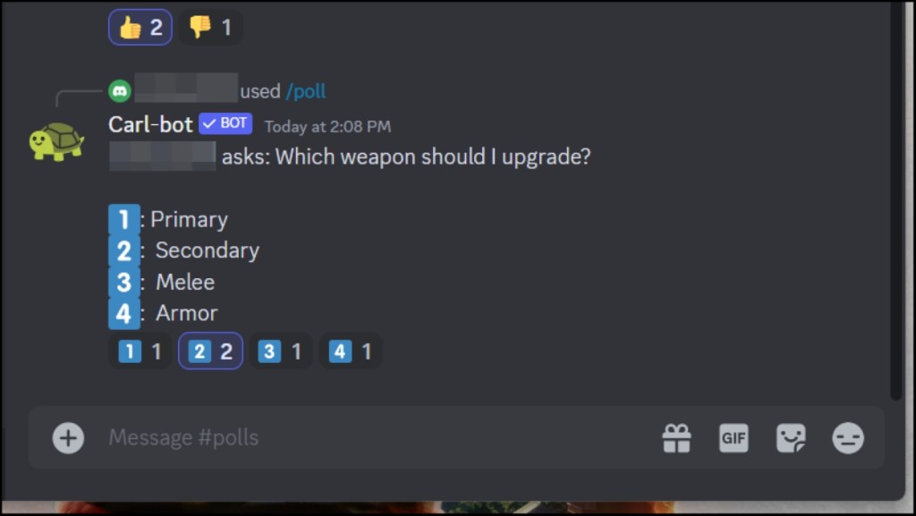Poll with multiple options using Carl Bot preview