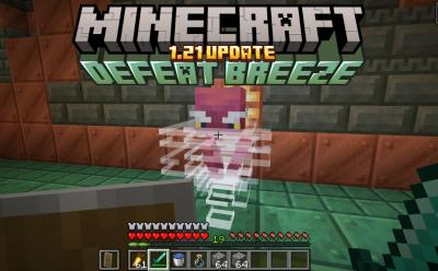 Player hurting the Breeze in order to defeat it in Minecraft 1.21