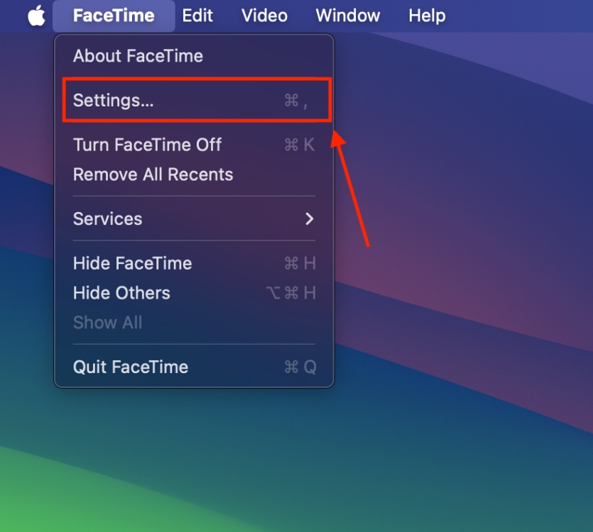 FaceTime options on Mac